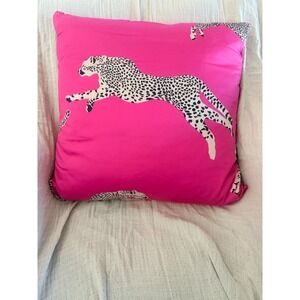 House of Scalamandre LEAPING CHEETAH PILLOW Bubblegum Pink 22"x22"